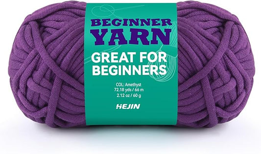 60g Amethyst Yarn for Crocheting and Knitting;66m (72yds) Cotton Yarn for Beginners with Easy-to-See Stitches;Worsted-Weight Medium #4;Cotton-Nylon Blend Yarn for Beginners Crochet Kit Making