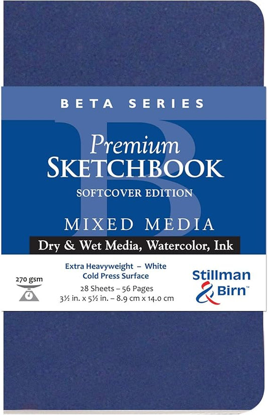 Stillman & Birn Beta Series Softcover Sketchbook, 3.5" x 5.5", 270 GSM (Extra Heavyweight), White Paper, Cold Press Surface