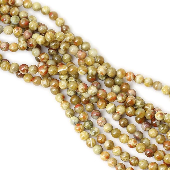 cheavian 45pcs 8mm natural yellowish green serpentine jade round loose stone beads for jewelry making 1 strand 15"