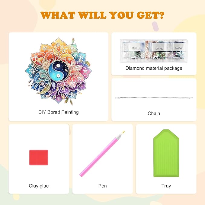 HEIBAGO Mandala Diamond Art Hanging Kits for Adults, Flower Diamond Art Suncatchers, 5D Special Shape Diamond Painting Pendant, DIY Window Ornament Gifts for Home Garden Door Wall Decor 8.3x8.3In