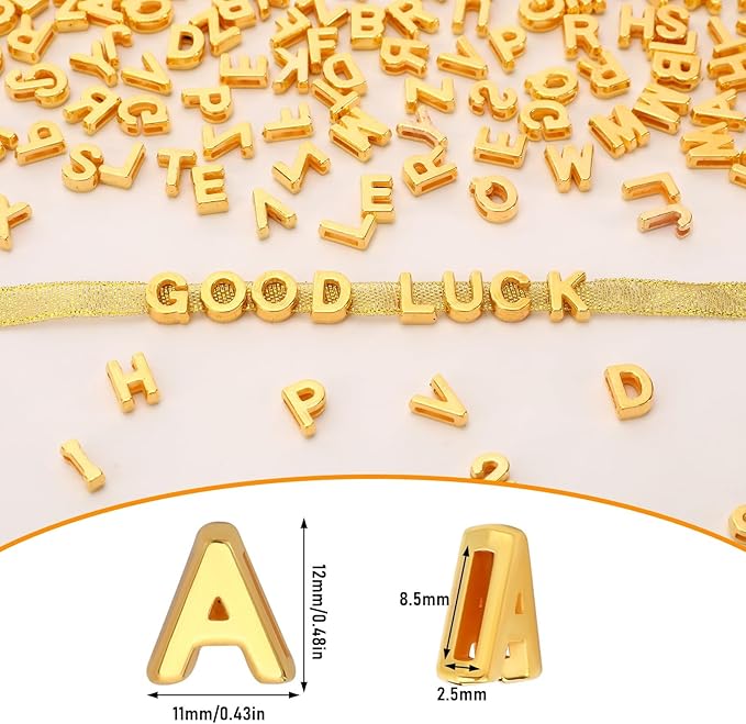 Augshy 700Pcs Gold Large Letter Beads,A-Z Mixed Big Alphabet Shape Beads for Jewelry Making Bracelets Necklaces Key Chains Shoelaces Crafts Party Decor(9 x 12 mm)