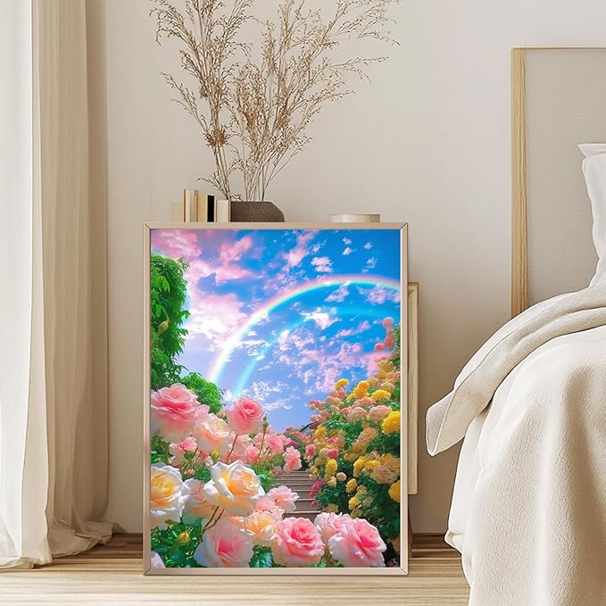 GEEHEIY Flowers Diamond Art Kits for Adults, 5D Spring Diamond Painting Kits for Beginner, DIY Full Drill Round Gem Art for Home Wall Decor 12 x16 Inch