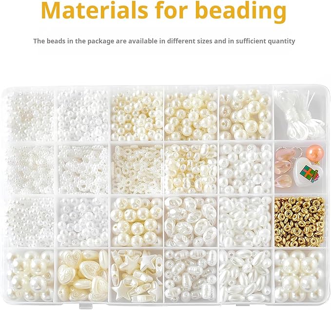 Pearl Beads for Jewelry Making Bracelet Making Kit for Adult Pearl Beads for Bracelets Bracelet Bead Kits Jewelry Making Kit for Necklaces Earrings DIY Crafts
