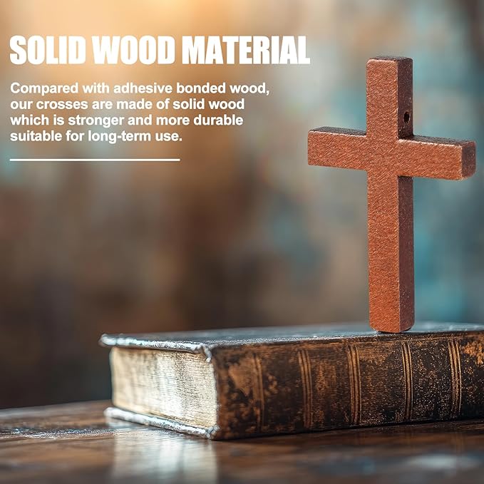Junkin 75 Pcs 3 Colors Wood Cross Charms Mini Pendant with Chains Natural Wooden Cross Hanging Ornament for DIY Necklace Bracelet Earring Jewelry Craft Making Handmade Accessories Party Favor