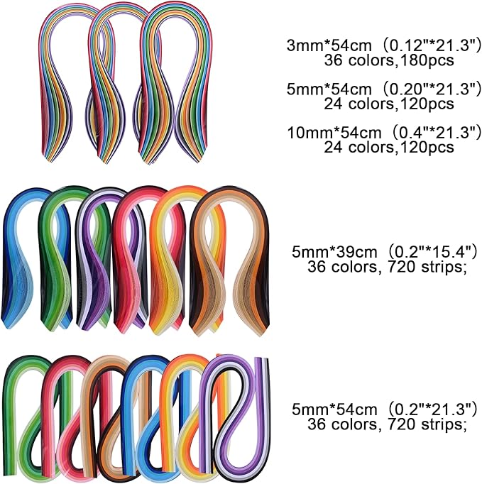 Paper Quilling Kit for Beginners & Adults, 1860 Paper Strips in 3 Sizes, Complete Quilling Tools Set with Electric Pen, Template Board for Cards, Scrapbooking, Wall Art, DIY Gifts & Family Crafts