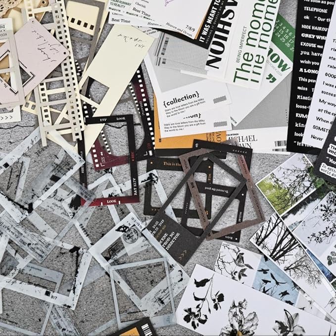 Diuhofart Vintage Scrapbook Supplies Kit, 80Pcs Diecut Film Strips Photo Frames Stickers for Junk Journal Supplies, Scrap Booking Materials, Quote Stickers for Journaling, Scrapbooking, Crafts Arts