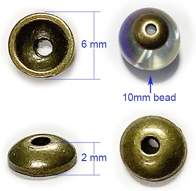 Heather's cf Flower Bead Caps Custom Fancy Charm Jewelry Making Spacer Kit Findings Bulk Vintage for Bracelets Earrings Necklaces Rings Beading Supplies Craft Non Tarnish DIY (Smooth Brass - 400 Pcs)
