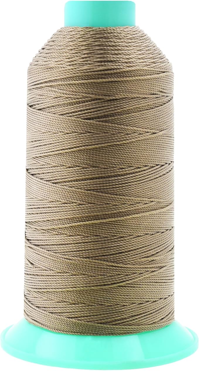 Mandala Crafts Size 346 210D T350 Bonded Nylon Thread - Dark Beige 415 YDs Tex 350 Heavy Duty Sewing Threads for Leather, Jeans, Weaving, Outdoor Marine Upholstery