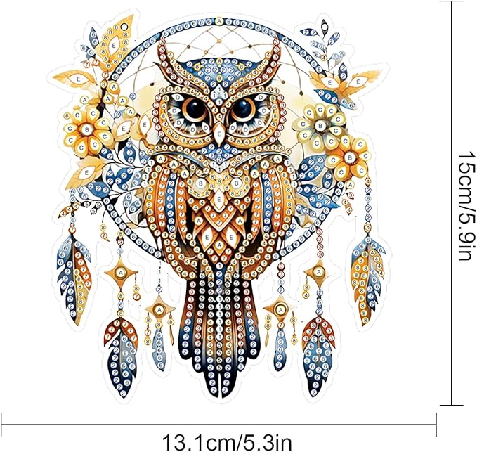 AiYuanzsh DIY Diamond Art Painting Hanging Pendant Kit Dreamspreader Owl Special Shaped Diamond Art Acrylic Ornaments for Adults Home Wall Window Decor Gift