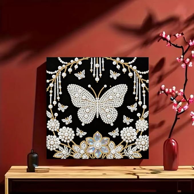 GEMFAMILY Special Shaped Diamond Art Painting Kits for Adults, Butterfly 5D Diamond Painting Kits for Adults Beginner,DIY Pearl Diamond Dots Gem Art Craft for Home Decor 11.8 x 11.8 inch