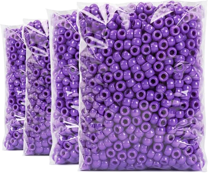 praisebank pony beads, 4000pcs purple, beads for jewelry making, beads for crafts, beads for hair braids.