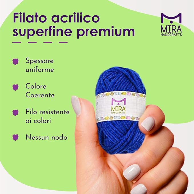 40 assorted colors acrylic yarn skeins with 7 e-books - 875 yards of perfect yarn for crocheting and knitting mini project - by mira handcrafts