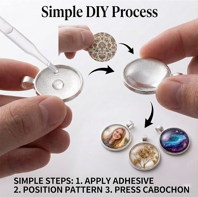 OBSEDE 80 Pcs 25 mm Stainless Steel Round Blank Bezel Set, Including 40 Pendant Trays 40 Glass Cabochon Trays Pendant Blanks for Jewelry Making DIY Findings