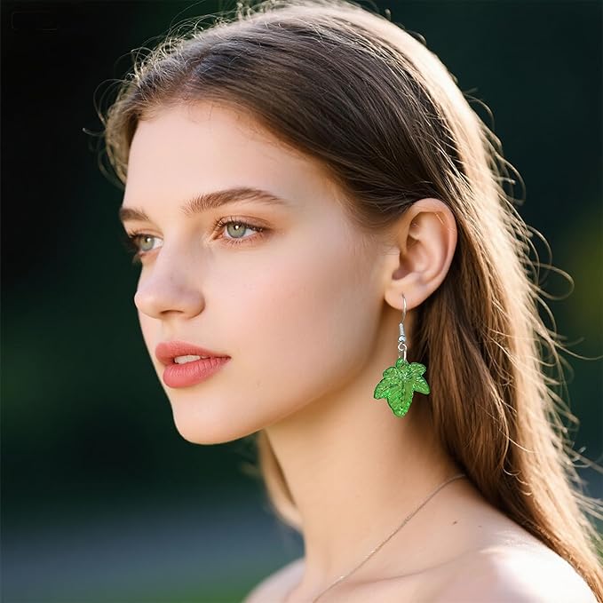 260PCS Green Leaf Beads for Jewelry Making - Acrylic Plant Charms DIY Crafts, Earring Necklace Bracelet Kit for Women