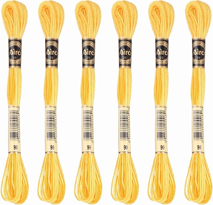 PATIKIL 6 Skeins Embroidery Floss, Polyester Embroidery Threads Bracelets String for Cross-Stitch Hand Embroidery, Yellow