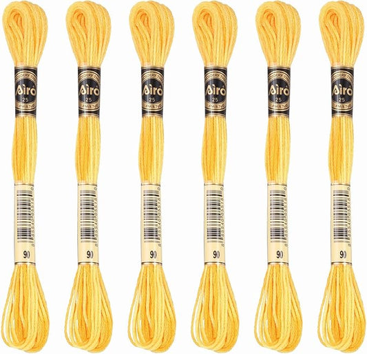 PATIKIL 6 Skeins Embroidery Floss, Polyester Embroidery Threads Bracelets String for Cross-Stitch Hand Embroidery, Yellow