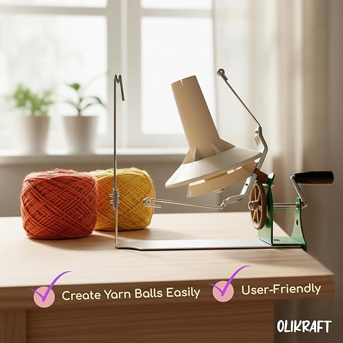 Olikraft Large Yarn Winder Large Capacity 10-16 oz - Hand Operated Metal Jumbo Yarn Winder - Durable Crochet Tools & Accessories
