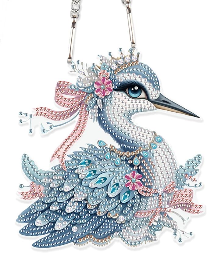 AiYuanzsh Blue Kingfisher Diamond Painting Hanging Ornament Kit, Bird DIY Crystal Gem Diamond Art Pendant, Handmade Rhinestone Suncatcher for Home, Window, Car, Christmas Tree, and Gift Decoration