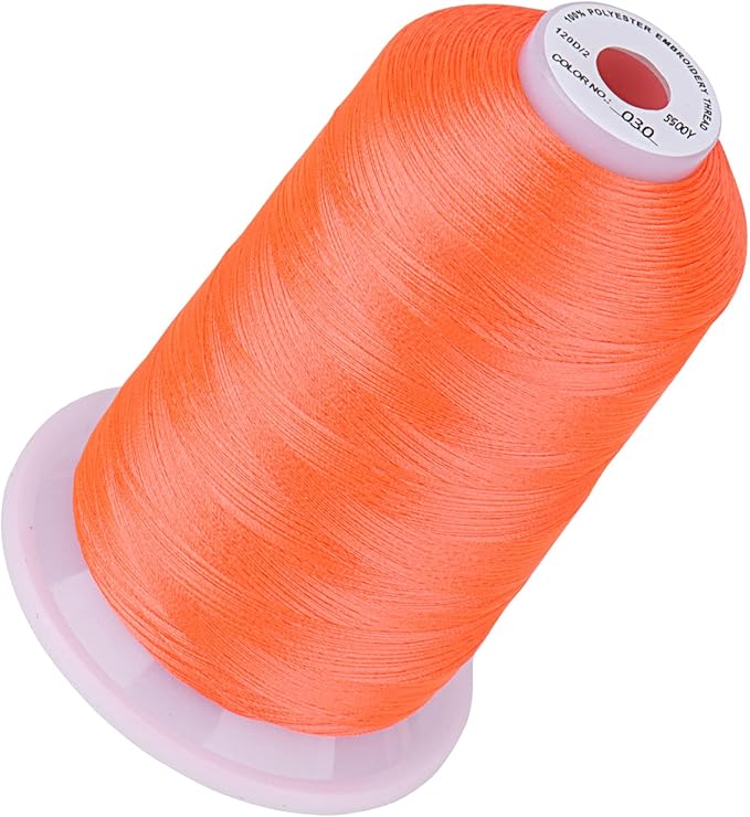 Simthread 5500Yds Embroidery Thread, 5000M High-Yardage 40WT 100% Polyester Thread – 170+ Vivid Colors, High-Speed Rated – Compatible with Brother, Singer, Janome & More - Vermilion 030