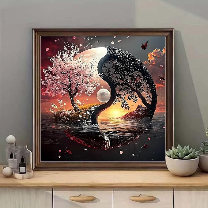 mrpwnle Tree of Life Diamond Art Kits for Adults, Tree of Life Diamond Painting Kits for Adults, 5D Diamonds Painting, DIY Full Drill Gem Art Crafts Kit Home Wall Decor Gifts 13.8x13.8 inch