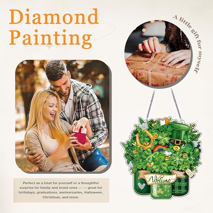 GOUOYANA Diamond Art Hanging Kit for Adult,Special Shaped Rhinestone,DIY Acrylic 5D Diamond Art Painting Window Pendants Home Garden Wall Hanging Kits Hanging Ornament,Double Sided. (Saint Pa)