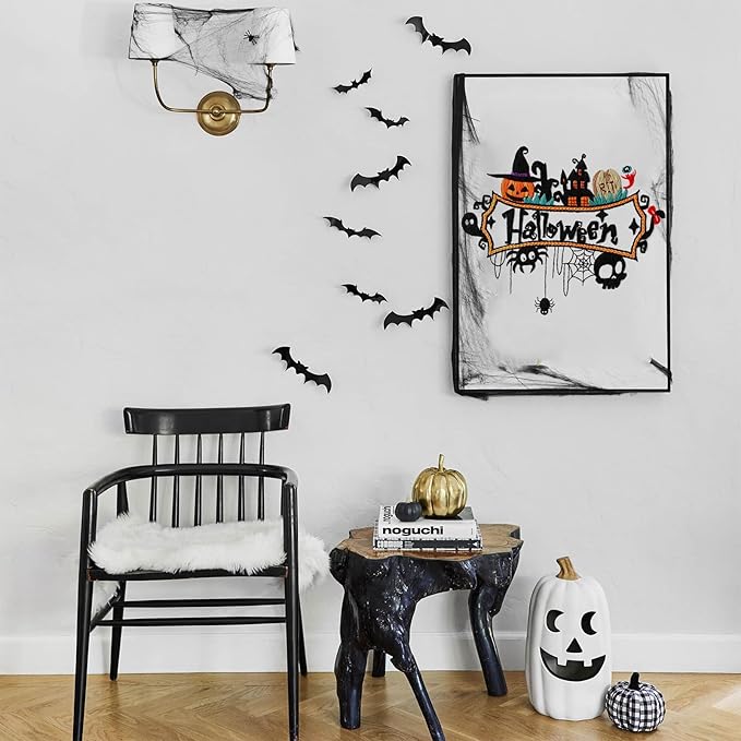 COCOMOX Halloween Embroidery kit for Beginners, 3 Set Gothic Cross Stitch Kits Pumpkin Pattern Needlepoint Craft Kit for Adults, DIY Gift