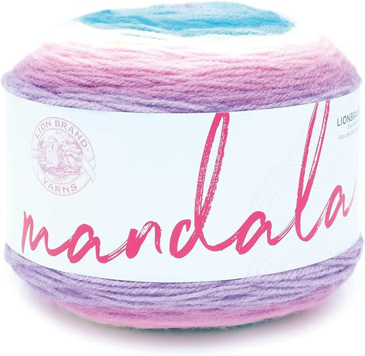 Lion Brand Yarn, Mandala DK Lightweight Yarn for Knitting, Crochet, and Crafts, Liger, 1 Pack, Self-Striping Acrylic Fiber for Baby Blankets, Multicolor Shawls and Variegated Cardigans