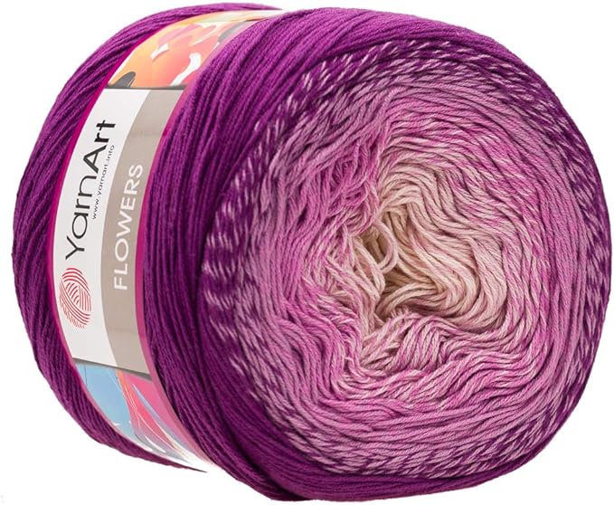 Yarn Art YarnArt Flowers Yarn 55% Cotton 45% Acrylic 250gr 1094yds Multicolor Cotton Yarn Rainbow Crochet Yarn Spring Summer - 1 Fine Sport Skein (290)