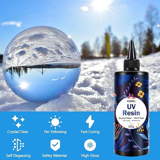 KISREL UV Resin 500g - Upgraded Hard Type Crystal Clear Ultraviolet Curing UV Epoxy Resin for Craft Jewelry Making