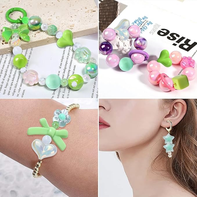 Assorted Acrylic Beads for Bracelet Making Kit, 150g Cute Beads for Keychain Making, Kandi Charms, Kawaii Jewelry Making, DIY Crafts