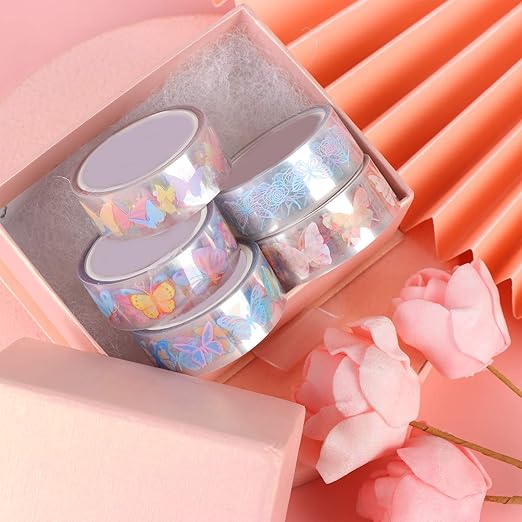 10 Rolls Waterproof Plastic Tape Cute 15mm Wide Self-Adhesive Tape Butterfly and Fruits Pattern Masking Clear Printed Sticker Lovely Gift for Scrapbook, Bullet Journal, Planner, Arts & Crafts-65.6 Ft
