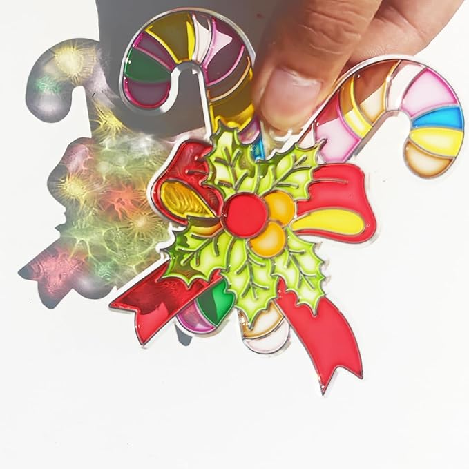 Ayhuhra 30 Sets Christmas Suncatcher Crafts DIY Glow in The Dark Window Paint Art Kit Creative Window Ornaments for Classroom Christmas Holiday Seasonal Home Activities Party Art Project