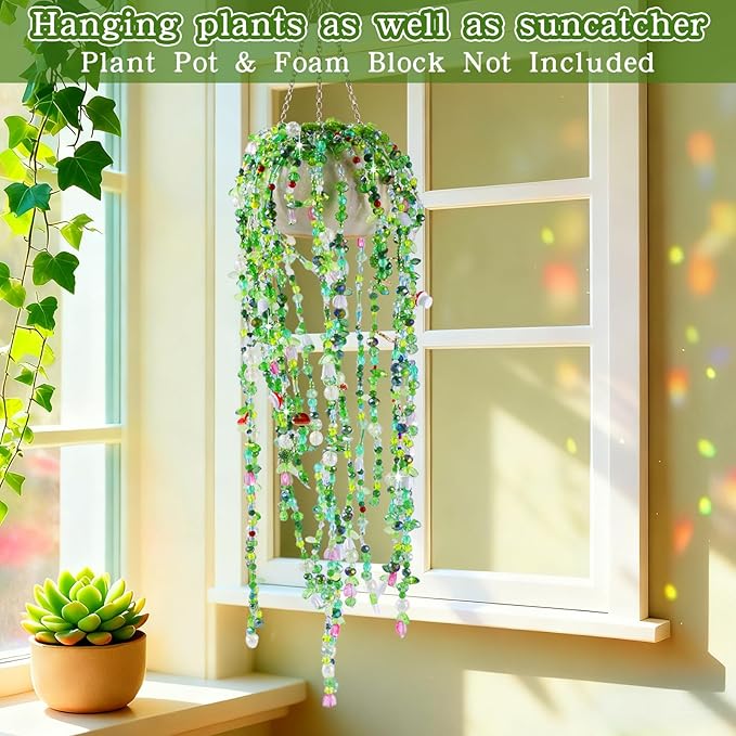 FOGWOWO 5422 Pcs Beaded Plant Kit Forever Plant Kit Green Glass Beads for Plant Making,Green Beads for Beaded Plants with Video Tutorials,Forever Plant Beads Leaf Bead for Jewelry Making DIY Craft