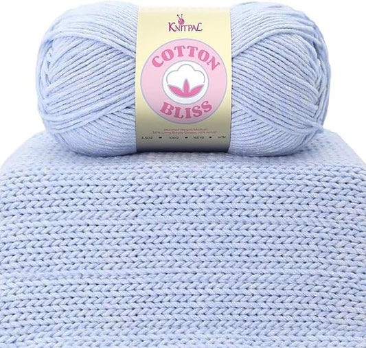 Cotton Bliss Soft Cotton Blend Yarn for Crocheting, 4-Pack (640Yds / 400G), Free Patterns, Beginners Friendly - #4 Medium Worsted Weight Yarn for Baby Blanket - Lavender Bliss