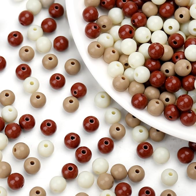 bonny boxx 60pcs 16mm mixed color acrylic round beads, assorted plastic loose gumball bubble gum beads bulk with hole for jewelry diy making crafting supplies (coffee series)