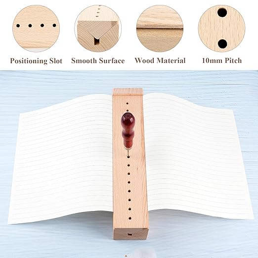 Wood Book Binding Cradle, Book Binding Kits Include Bookbinding Awl, Waxed Thread, Needle, Portable and Easy Store Hole Punching Supplies for DIY Crafts Scrapbook