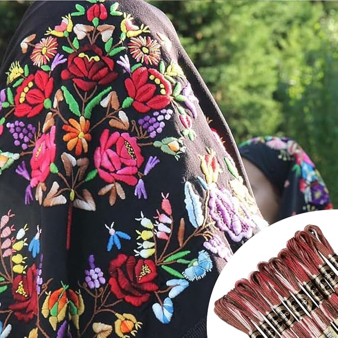 10 Skeins 6 Strands Red Embroidery Floss Threads Bulk Variegated Gradient Cross Stitch Thread Polyester Friendship Bracelets String for Jewelry Making Hand Sewing Knitting Stitching Crafts