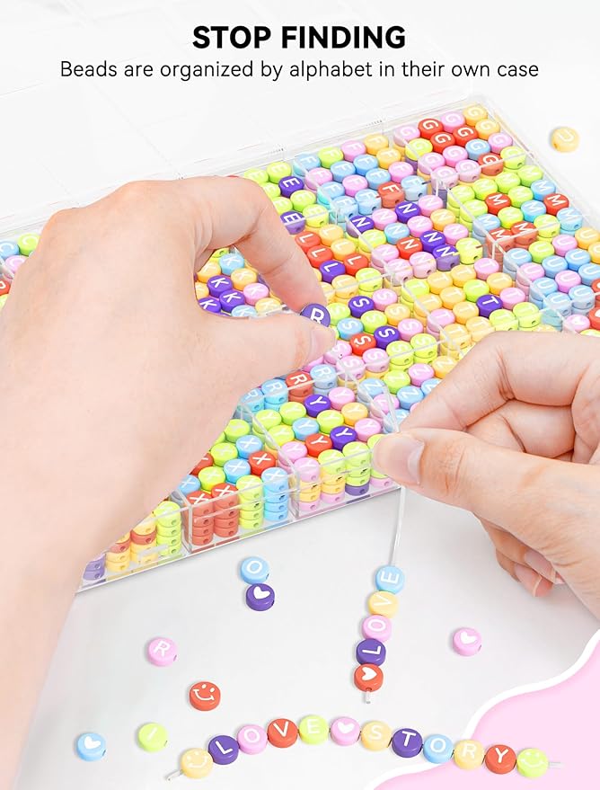 ARTDOT 1400 Pieces Letter Beads for Friendship Bracelets Making Kit, 28 Styles Assortment Jewelry Making Supplies Beads Set with Cases Preppy Crafts for Adult
