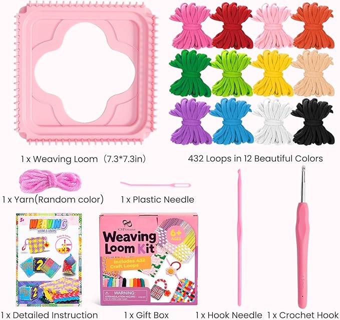 PP OPOUNT Weaving Loom for Kids & Adults, 432 Craft Loops Easy Pot Holder Loom Kit for Girls Ages 6 7 8 9 10 11 12, DIY Arts and Craft Projects for Beginners Making Potholders, Ideal Gifts for Kids