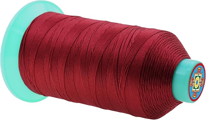 Mandala Crafts Size 207 630D T210 Bonded Nylon Thread - Maroon 800 YDs Tex 210 Heavy Duty Sewing Threads for Leather, Jeans, Weaving, Outdoor Marine Upholstery