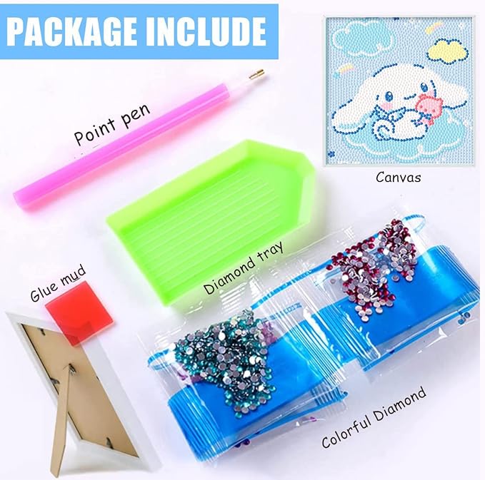 PERFECTSIGHT Cute 5D Diamond Art Kits with Wooden Frame, Kawaii DIY Painting Art for Adults Teen, Diamond Arts and Crafts Sets, Big Gem Full Drill Diamond Dots for Women Beginners (Space Astronaut)