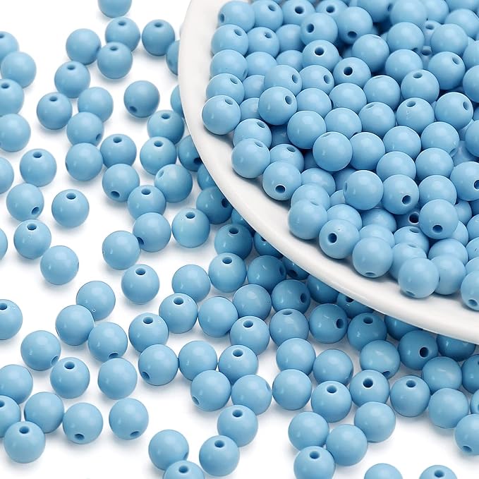 bonny boxx 1000pcs 6mm smooth aquamarine acrylic round beads, plastic resin bubblegum balls chunky gumball beads for necklace and bracelet making, crafting supplies
