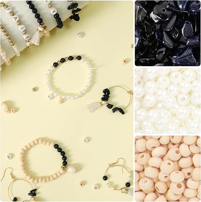 TOIPINIO Bracelet Making Kit Jewelry Making Supplies Kit Natural Stone Beads for Irregular Natural Stone with for DIY Craft-1736 PCS Friendship Bracelet/Necklace/Earrings for Adults (Blue Sandstone)