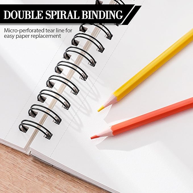 Sketch Book with 12 Color Pencil Set, 90 Sheets Spiral Sketchbook for Drawing (68lb/100gsm), Acid-Free Sketch Pad, Art Paper Drawing Supplies for Artist Gifts Christmas(9×12 inch)