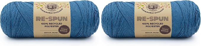 Lion Brand Yarn Respun Bonus Bundle Yarn for Knitting and Crocheting, 2 Pack, Aegean
