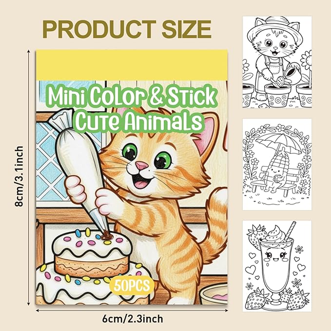Bomichi Women's Mini Coloring Book, 4 Pack 3.1 x2.1 inches Small Coloring Sticker Book for Adult to Relax and Relieve Anxiety