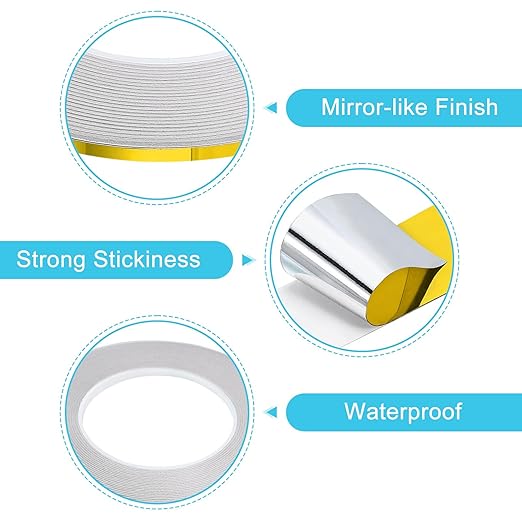 uxcell Metallic Tape, 0.19 in x 164 ft Self Adhesive Metalized Polyester Film Tape Waterproof Shiny Washi Tape for Walls Graphic Arts Gifts Wrapping Crafts Decoration, Gloss Gold