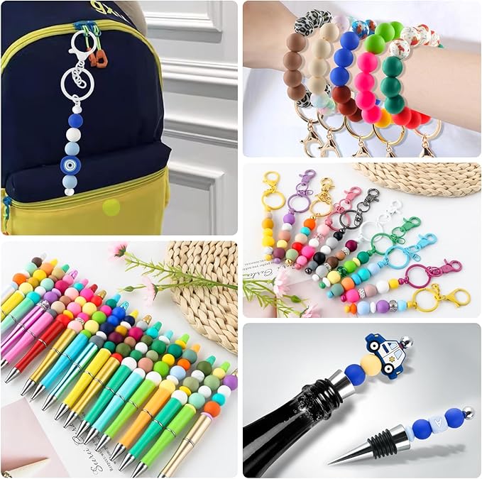150Pcs 15mm Silicone Beads for Keychain Making Bracelet Necklace, Bulk Round Silicone Beads for Pens（Royal Blue）