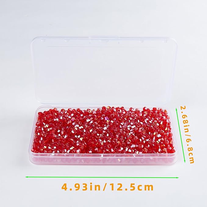 laopottbeads 1100pcs red 4mm bicone crystal beads for jewelry making – faceted glass beads for diy bracelets, necklaces, earrings, suncatchers, crafts, and loc sprinkles