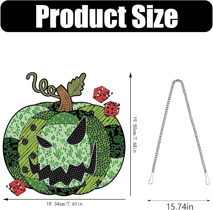 DIY Diamond Art Hanging Kit for Adult,Acrylic Diamond Art Painting Window Pendants Home Garden Wall Hanging Kits Halloween Hanging Festival Gfit